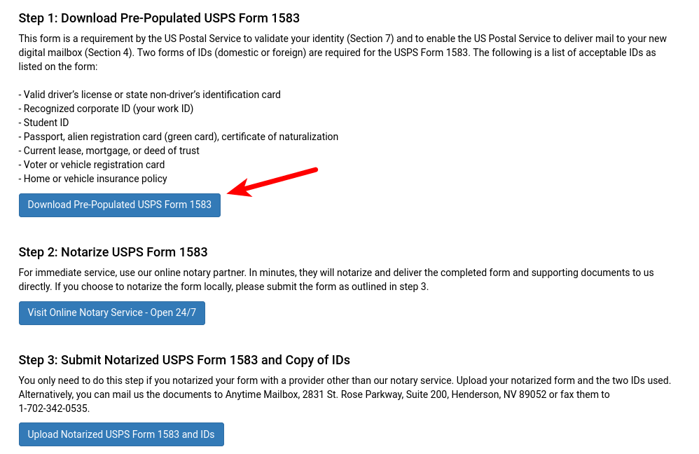 Download Pre-Populated USPS Form 1583